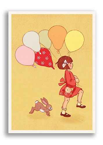 Belle & Boo vykort - Balloons