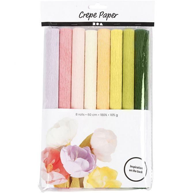 Kräppapper 8 rullar klara färger - 2