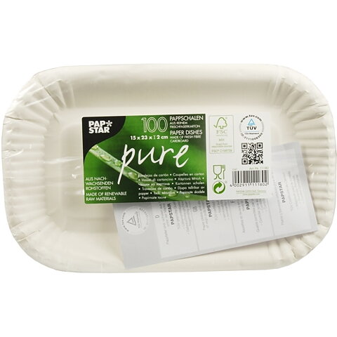 Pappersskål "pure" Vit - 15x23x2 cm