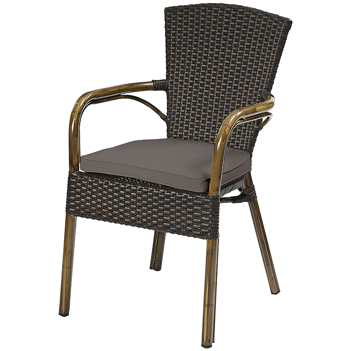 Spring de Luxe Mocha, karmstol med bambu-look