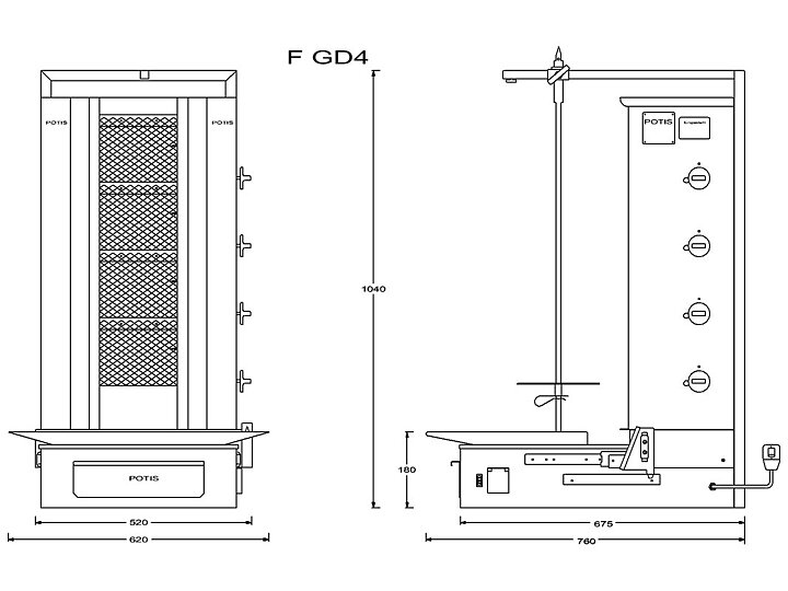 Kebabgrill F GD4 GASOL - 70 kg