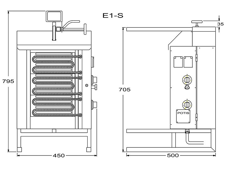Kebabgrill E1-S - 30 kg