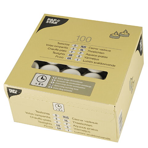 Värmeljus Ø 38 mm · 23 mm vit · Extra Lång Brinntid