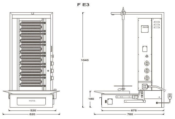 Kebabgrill F E3-S - 50 kg