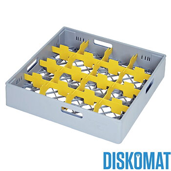 Diskback fackindelad, 16 x glas Ø max 110 mm, GRÅ