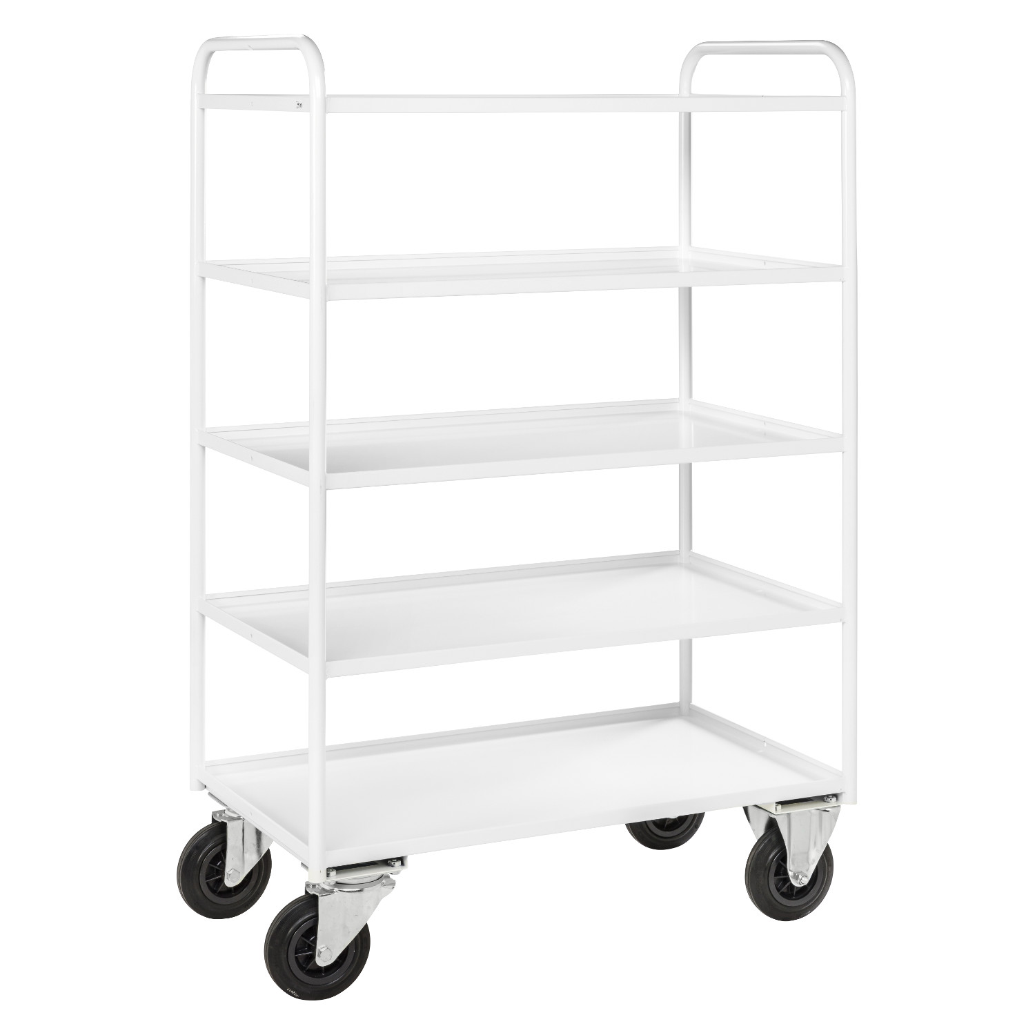 Hyllvagn, hög modell, 5 plan, helsvetsad, med/utan kant, VIT - 2