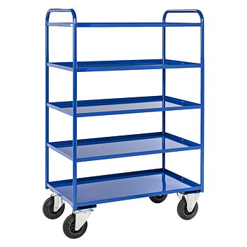 Hyllvagn, hög modell, 5 plan, helsvetsad, med/utan kant, BLÅ