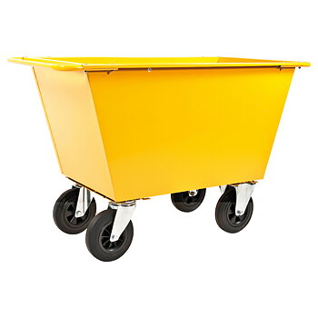 Avfallsvagn - 400 liter, valbara hjul, lyftöglor, GUL