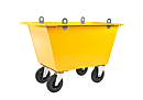 Avfallsvagn - 400 liter, valbara hjul, lyftöglor, GUL