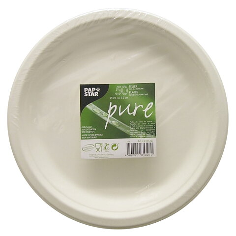 Tallrikar av sockerrör "pure" vit - Ø 23 cm
