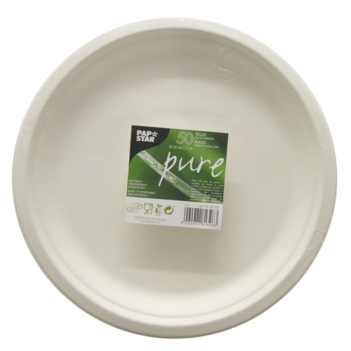 Tallrikar av sockerrör "pure" vit - Ø 26 cm