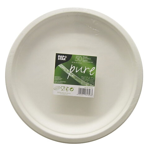 Tallrikar av sockerrör "pure" vit - Ø 26 cm