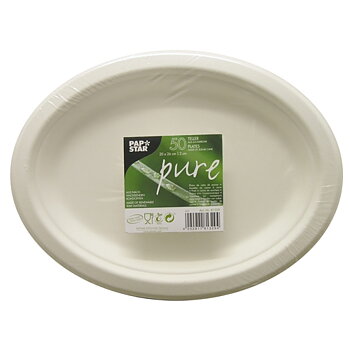 Tallrikar av sockerrör "pure" vit - 26x20 cm