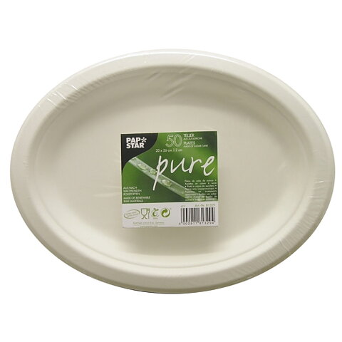 Tallrikar av sockerrör "pure" vit - 26x20 cm