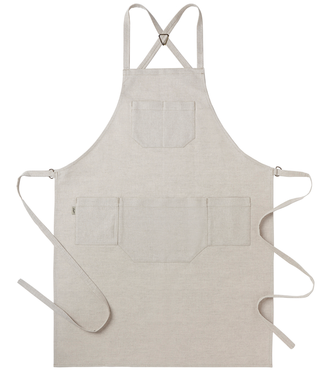 Bröstlappsförkläde Beige med D-ring ca 75 x 90 cm