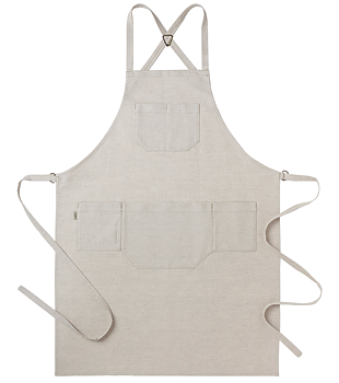 Bröstlappsförkläde Beige med D-ring ca 75 x 90 cm