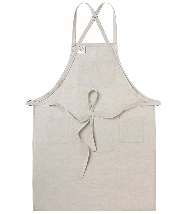 Bröstlappsförkläde Beige med D-ring ca 75 x 90 cm