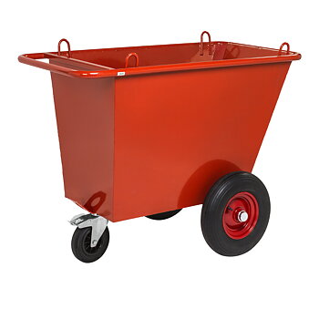 Avfallsvagn - 400 liter, valbara hjul, RÖD