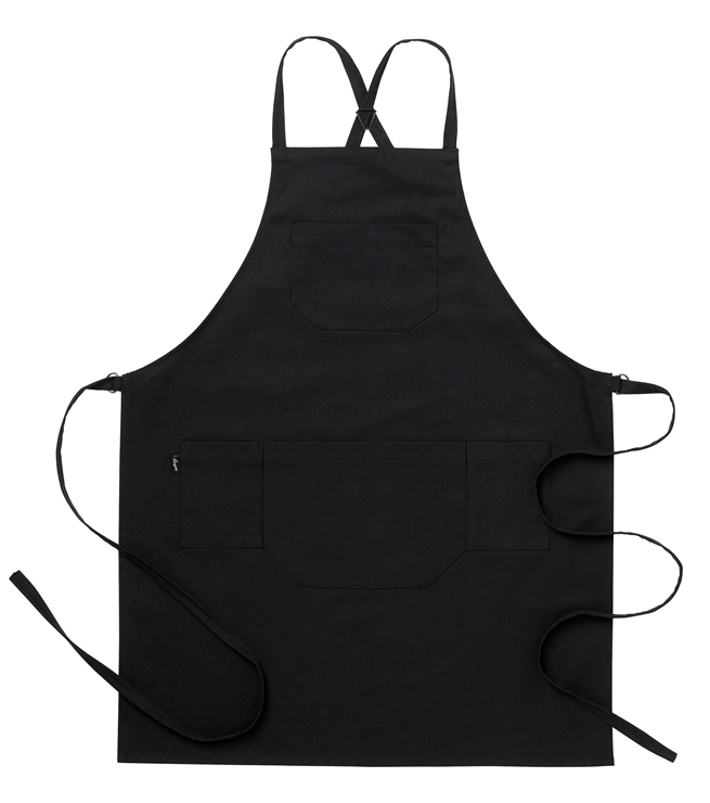 Bröstlappsförkläde Svart med D-ring ca 75 x 90 cm