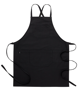 Bröstlappsförkläde Svart med D-ring ca 75 x 90 cm