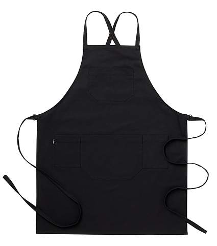 Bröstlappsförkläde Svart med D-ring ca 75 x 90 cm