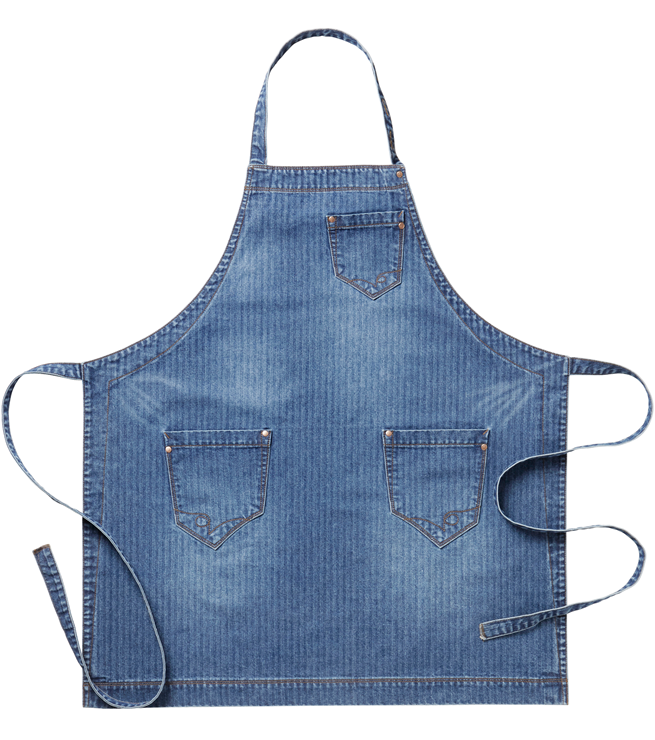 Bröstlappsförkläde ca 80 x90 cm,  med fickor - bomullsdenim Denimblå