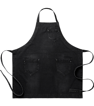 Bröstlappsförkläde ca 80 x90 cm,  med fickor - bomullsdenim Svart