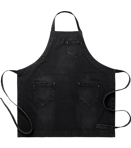Bröstlappsförkläde ca 80 x90 cm,  med fickor - bomullsdenim Svart