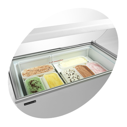 Skopglassfrys IC301SCE+SO  7×5 liter, vinklade skjutlock