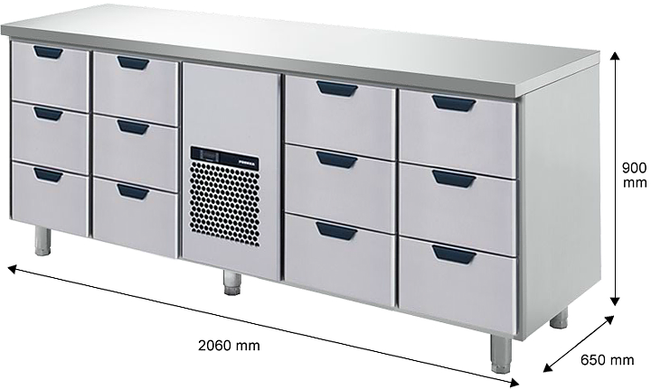 Kylbänk GN, 12 lådor 