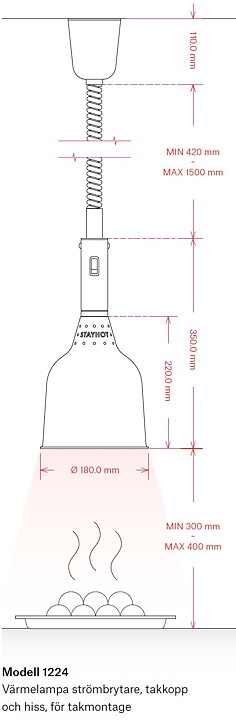 Värmelampa Classic 1224 ( Hiss ) - SVART