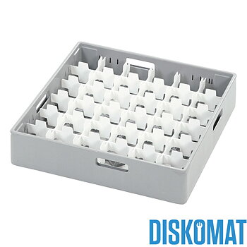 Diskback fackindelad, 36 x glas Ø max 72 mm, GRÅ