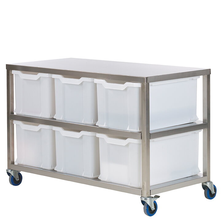 Uppvägningsbord  med backar 6 x 54 liter