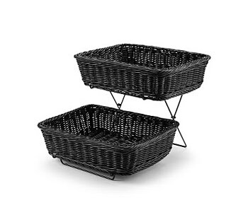 Brödkorg, svart, set 2 st. med ställning