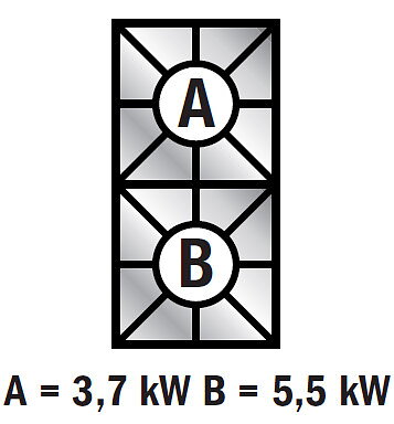 Gasspis, bänk, 1 solid platta, 2 brännare