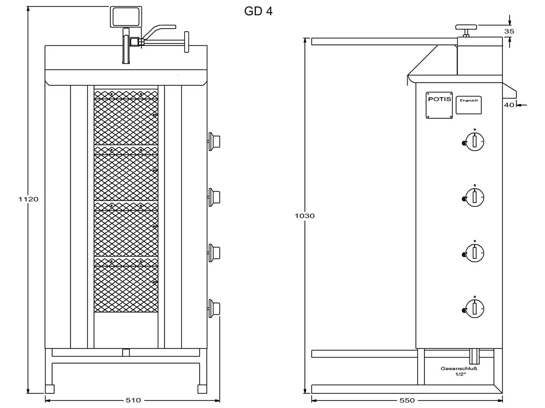 Kebabgrill GD4 GASOL - 70 kg - 3