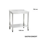 Köksbänk, djup 700 mm, rostfritt, bakkant