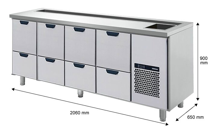 Barkylbänk, 8 lådor