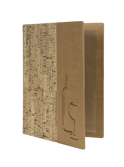 Vinmeny Design , A4, PU-läder, CORK
