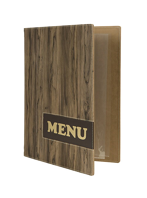 Menypärm Design , A4, PU-läder, WOOD