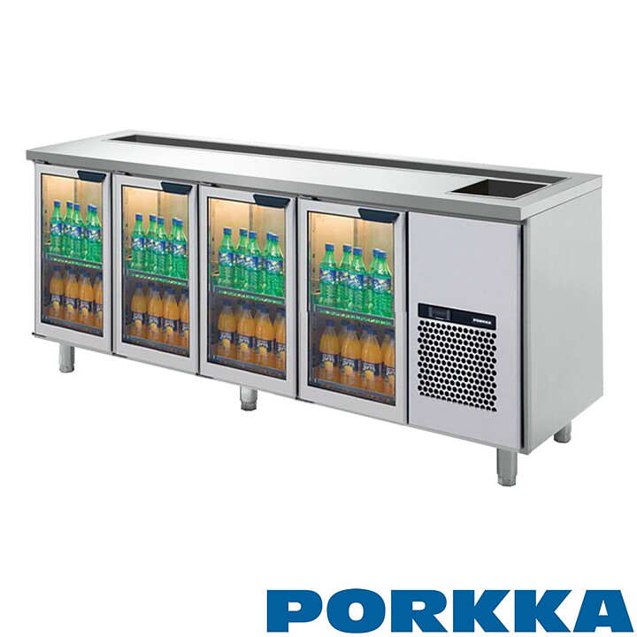 Barkylbänk, 4 glasdörrar