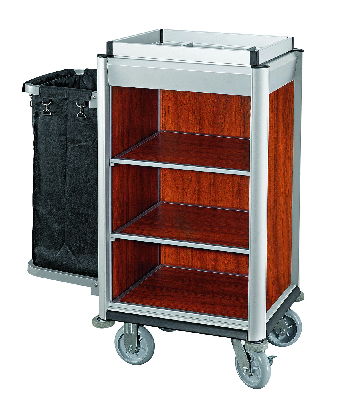 Hotellvagn, Alu/Mörk Träpanel - 1 tvättsäck - 2