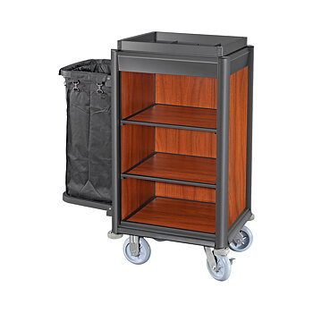Hotellvagn, Svart Alu/Mörk Träpanel - 1 tvättsäck