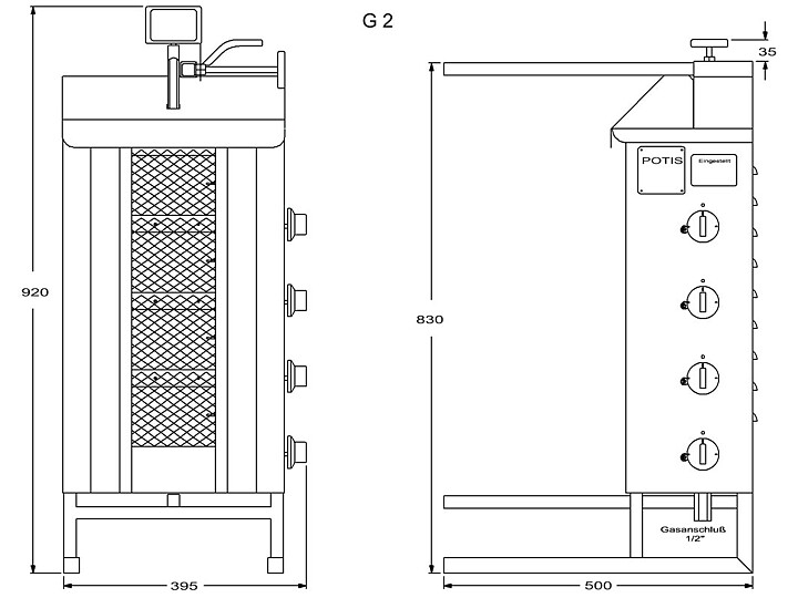 Kebabgrill G2 GASOL - 30 kg