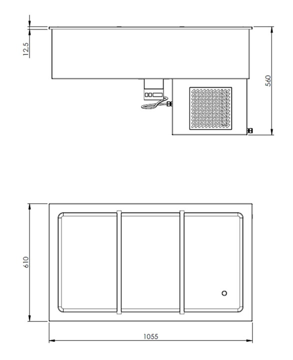 Kylbrunn 3 GN 1/1 för infällnad