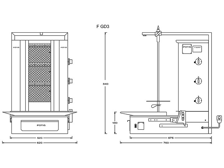 Kebabgrill F GD3 GASOL - 40 kg