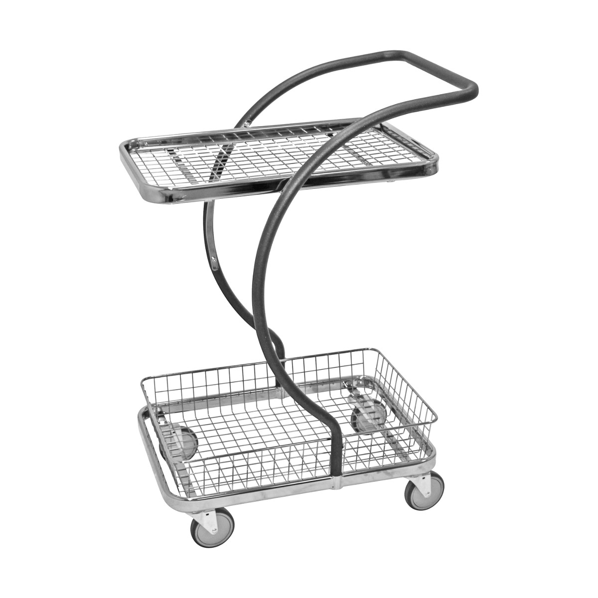 Korgvagn, två plan , nätthylla och låg korg - Design