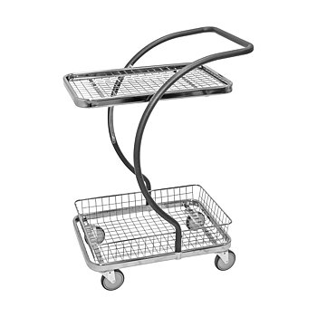 Korgvagn, två plan , nätthylla och låg korg - Design