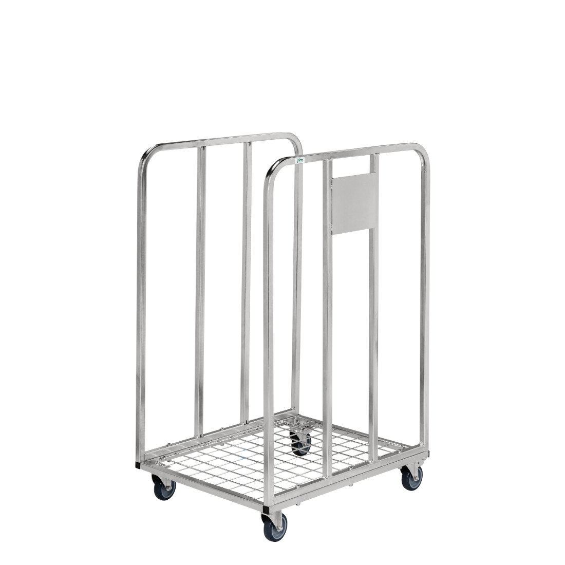 Rullcontainer, låg, 2 sidor, Galvaniserad / Vit