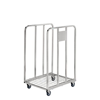 Rullcontainer, låg, 2 sidor, Galvaniserad / Vit